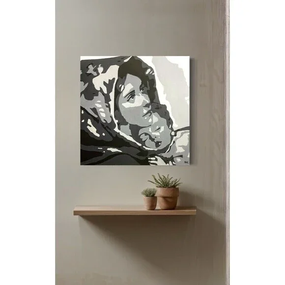 Original Acrylic Painting "THE MADONNA OF MILITARY MOTHERS" Signed 24 x 24 - Picture 5 of 7